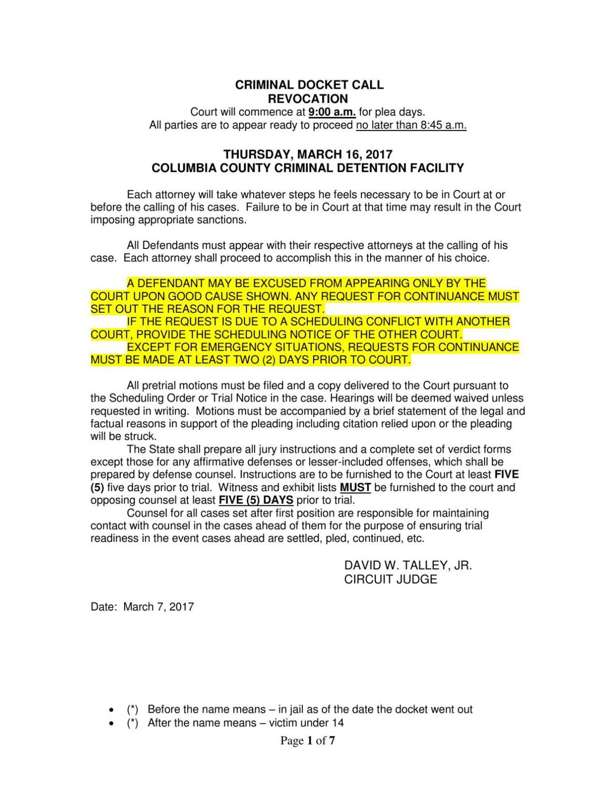 Court docket | | magnoliareporter.com