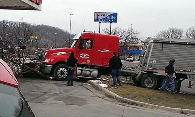 Semi takes dog for a ride