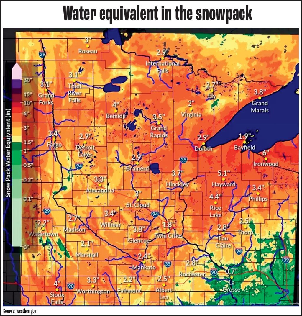 Wet snowpack raises flood potential, but less so in Mankato area | Local  News | mankatofreepress.com