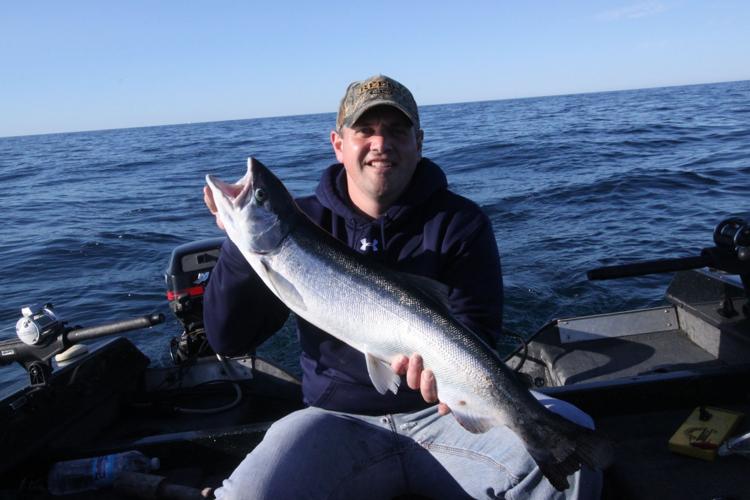 Charter Fishing on Lake Michigan, MI, produces, Steelhead, Salmon