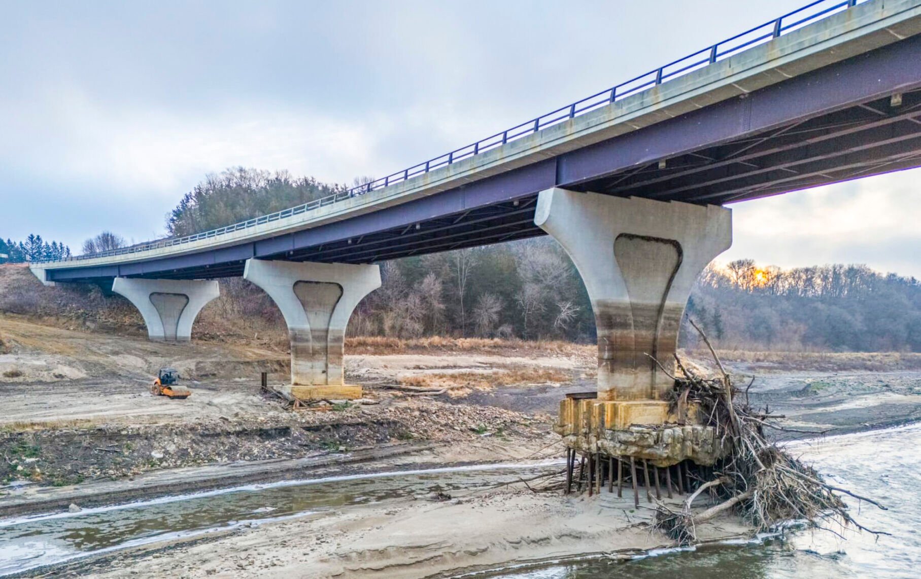 Work beginning on removal of County 9 bridge by Rapidan Dam