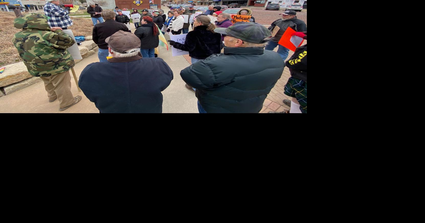Hands Off protest draws crowd of about 50