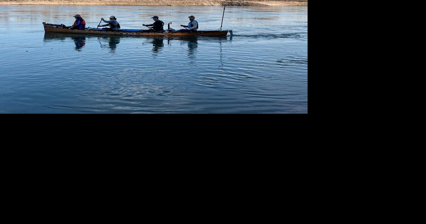 Four paddlers ready to attempt a speed record covering all 2,341 miles of the Missouri River