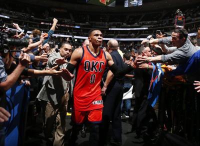 russell westbrook 3 point celebration