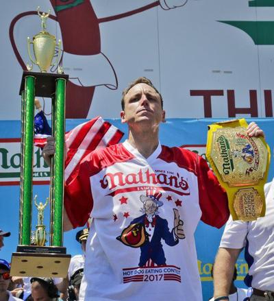 Joey Chestnut Wins 10th Title Gobbles A Record 72 Hot Dogs National Sports Mcalesternews Com