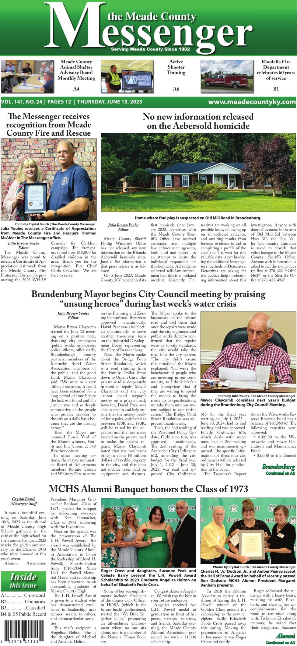 Vol. 141, No. 24, Thursday June 15, 2023 Archived Editions