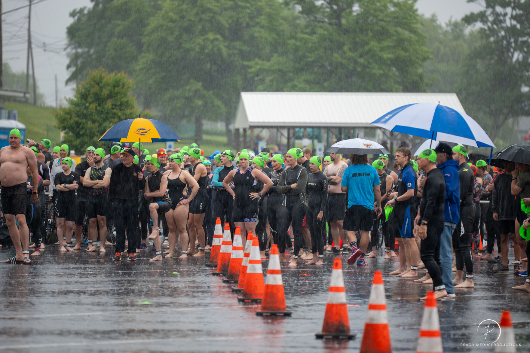Conneaut Lake Sprint Triathlon participants before the swim portion