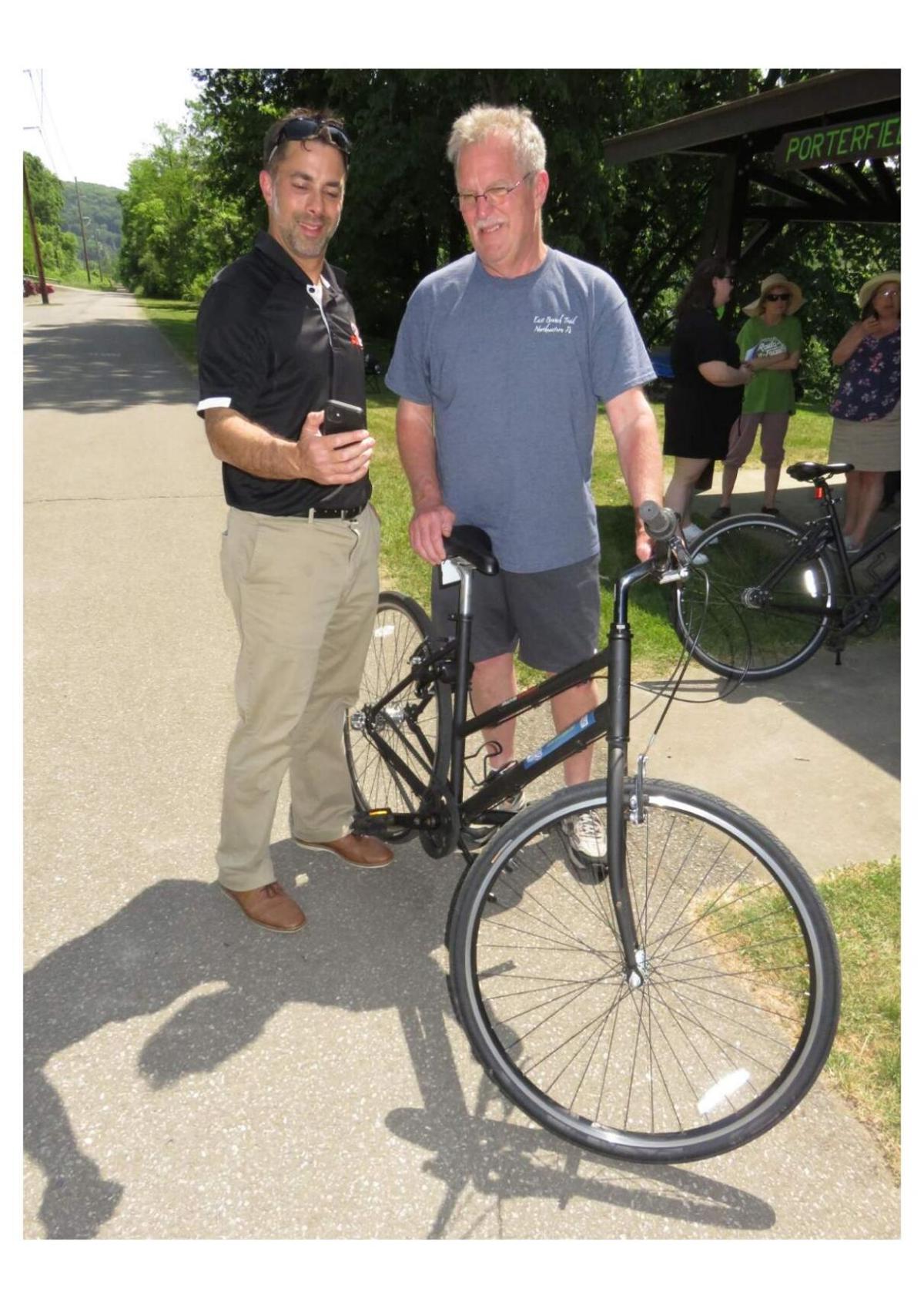 Photo compressed; Recipients of Greenways Partner (NPMA) and Neighbor (Hydetown Boro