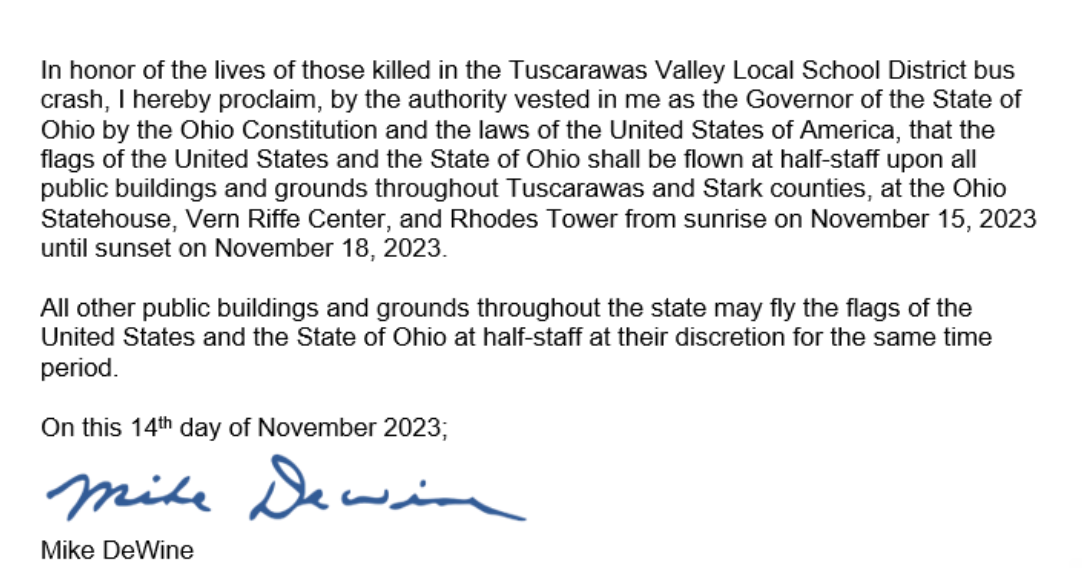 Ohio Governor DeWine Orders Flags Lowered in Honor of Those Killed in ...