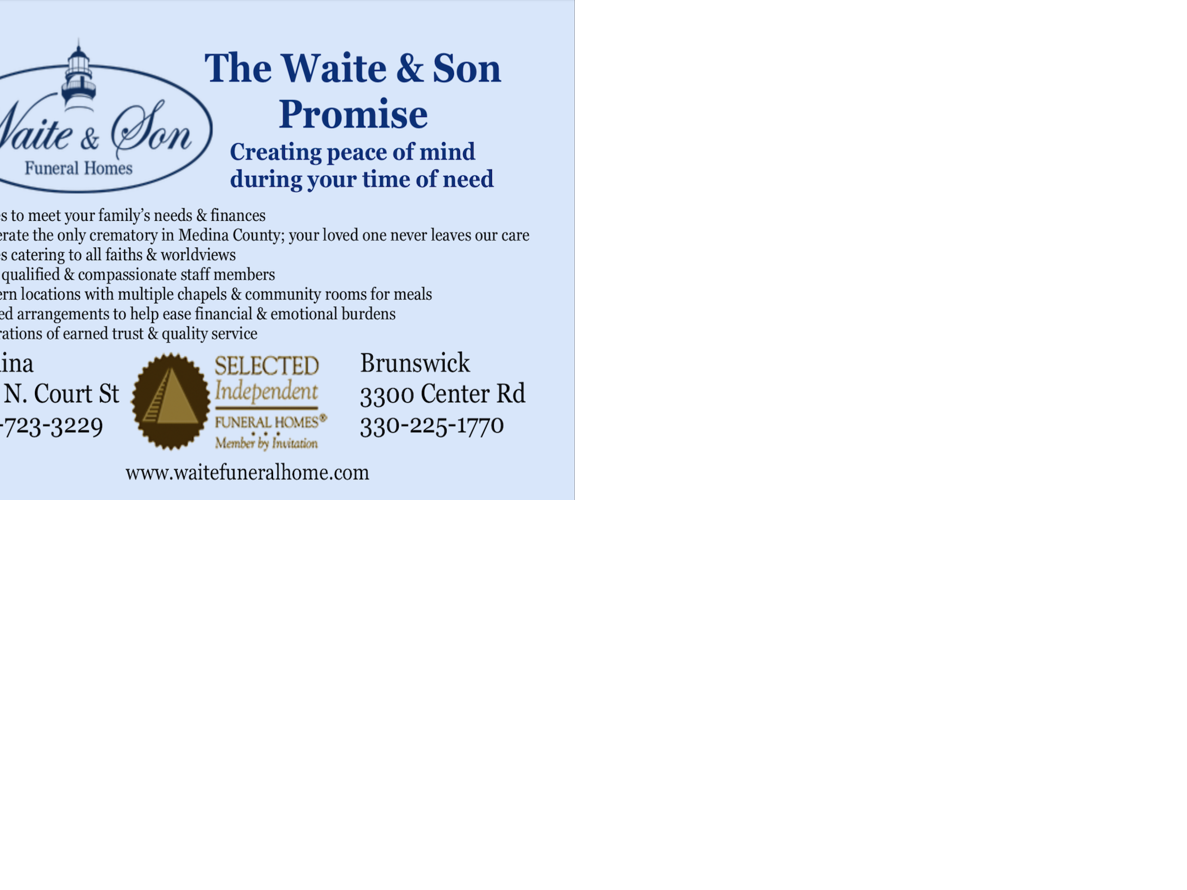 Medina County Ohio Obituaries Waite & Son Funeral Homes Medina County