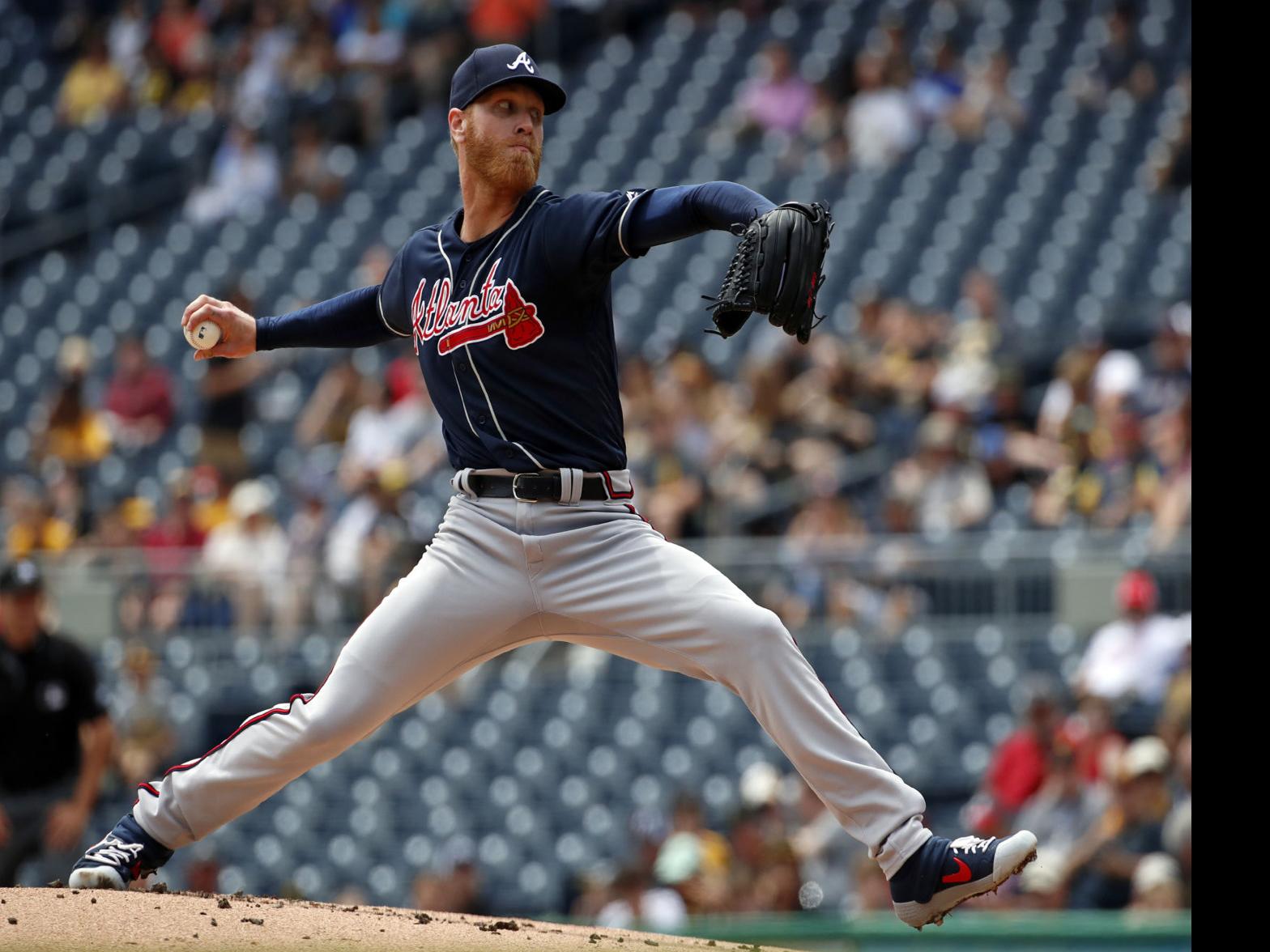 Atlanta Braves' Freddie Freeman hits a two-run home run off Pittsburgh  Pirates starting pitcher Rookie Davis in the ninth inning of a baseball  game in Pittsburgh, Tuesday, June 4, 2019. The Braves