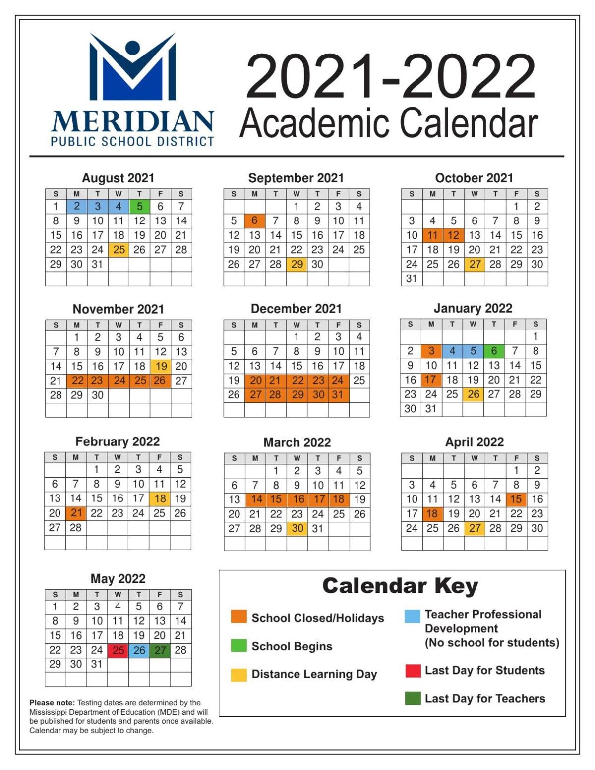 Mississippi State University Academic Calendar 2022 Meridian Schools Approve 2021-2022 Calendar | Local News | Meridianstar.com