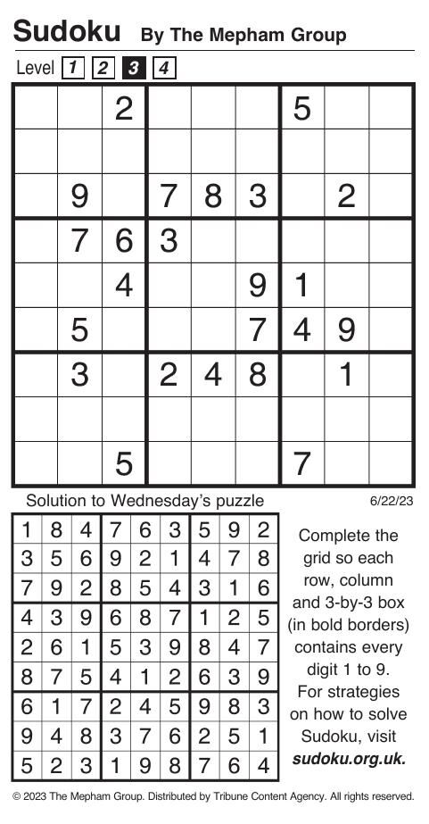 Sudoku By Mepham 06 22 Messenger inquirer