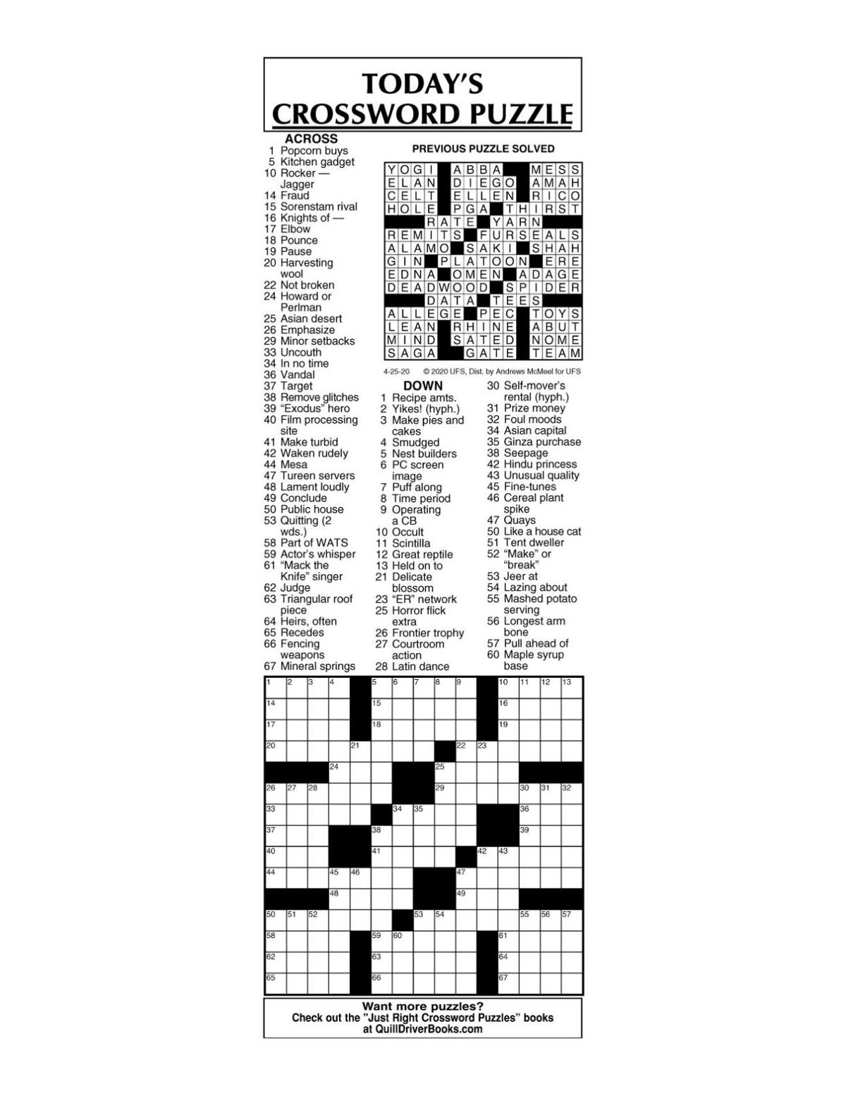 Crossword by McMeel 4/25 messenger inquirer com