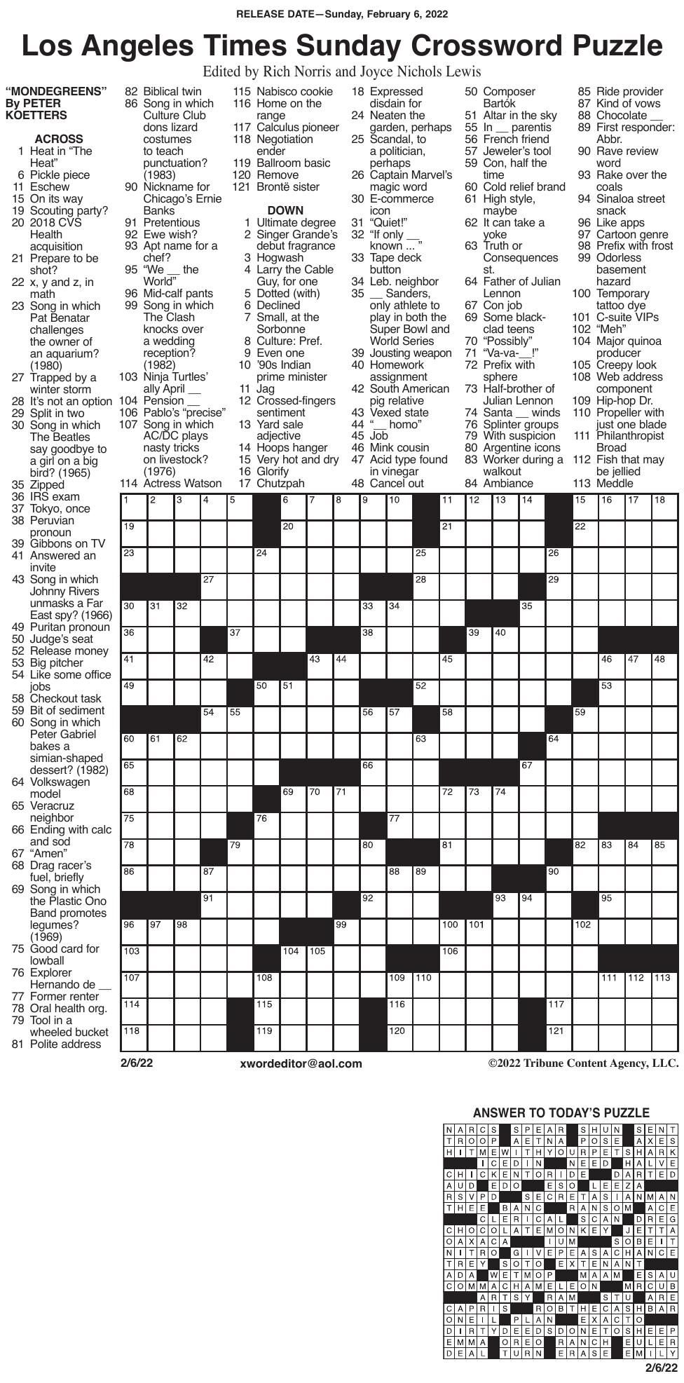 La times store crossword