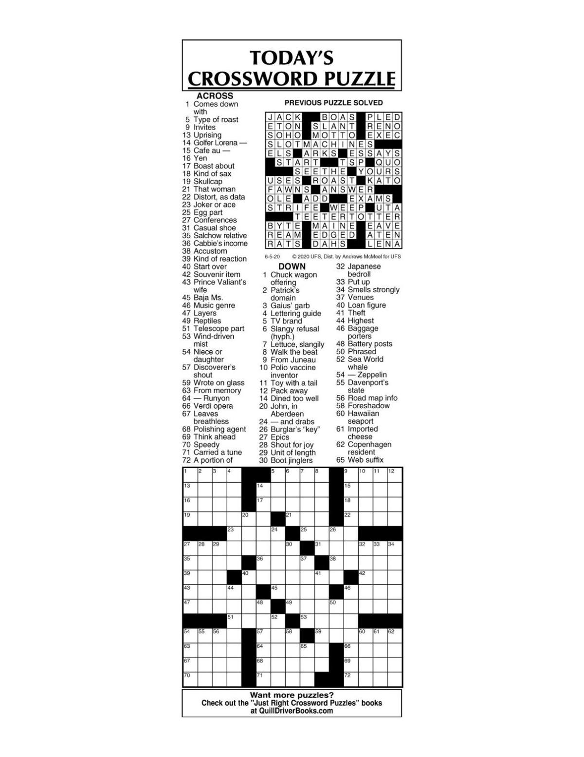 Crossword by McMeel 6/5