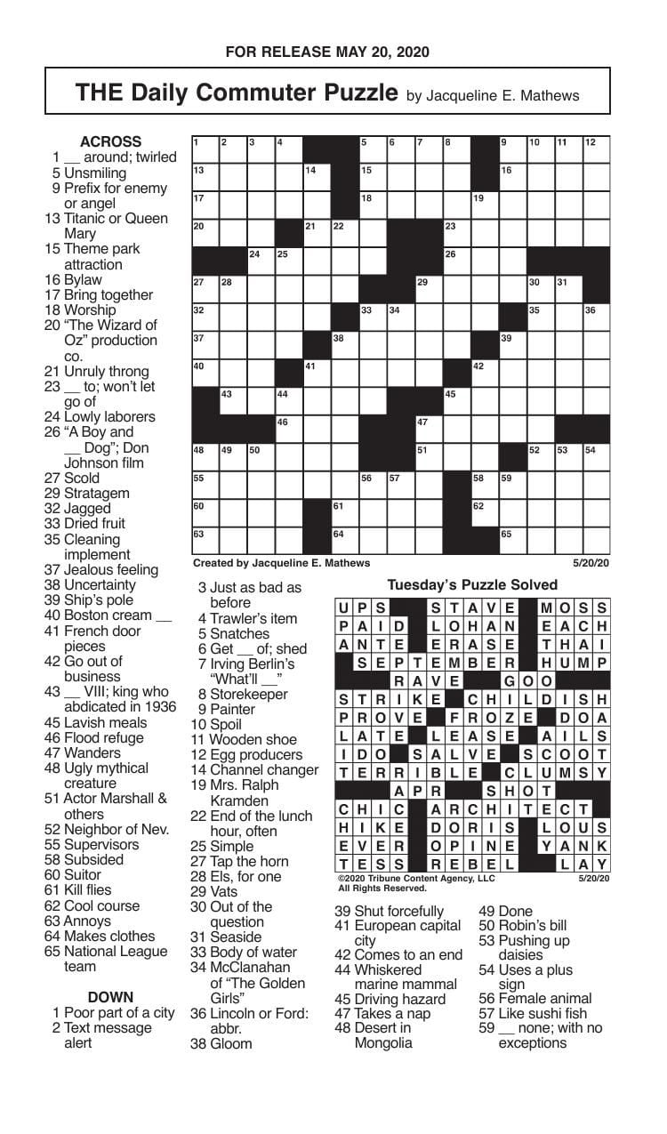 Crossword by Mathews 5/20