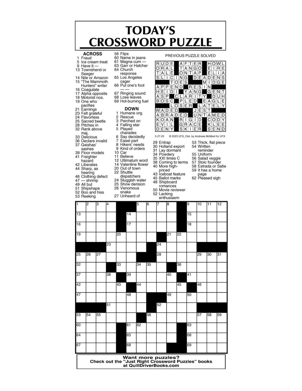 crossword by McMeel 0527