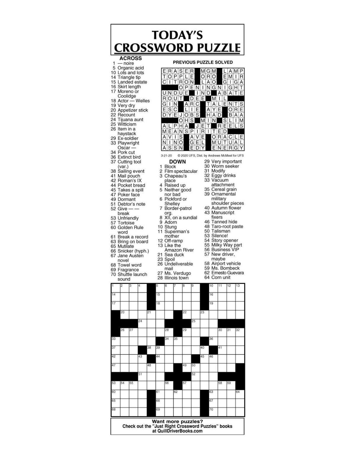 Crossword by McMeel 3/21