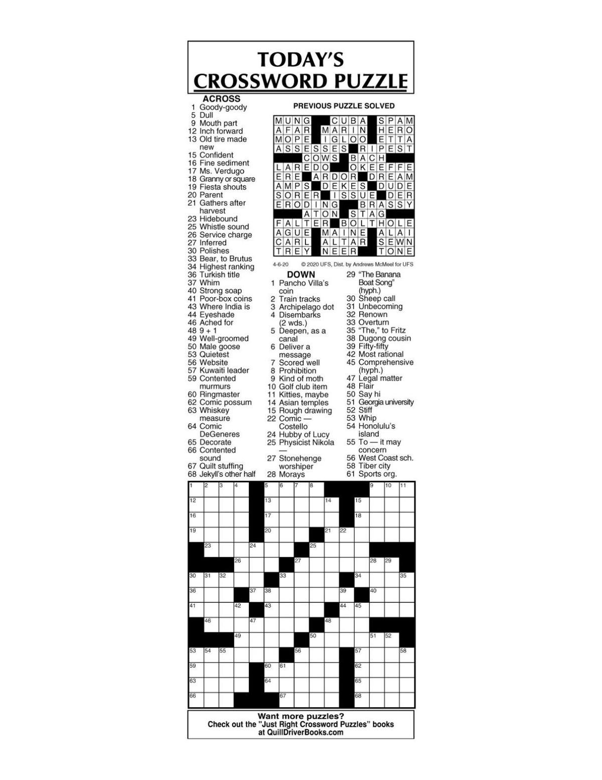 Crossword by McMeel 4/6 messenger inquirer com