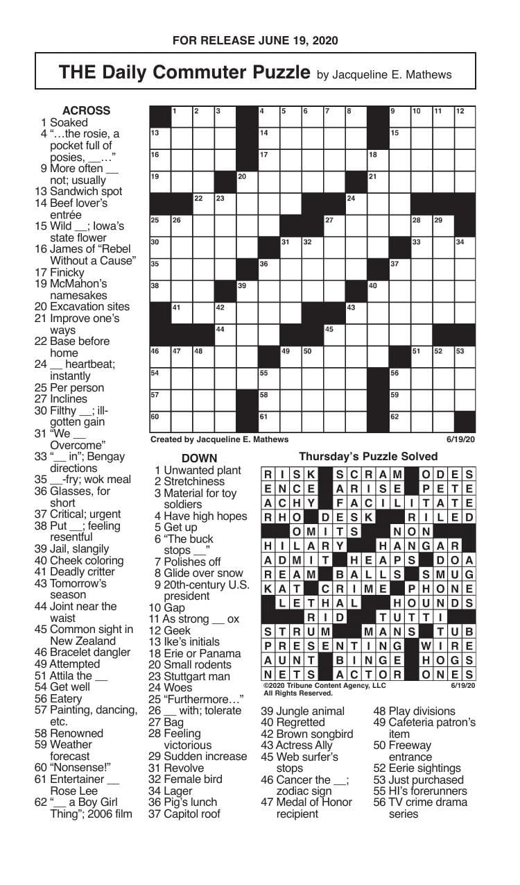daily commuter crossword puzzle detroit free press