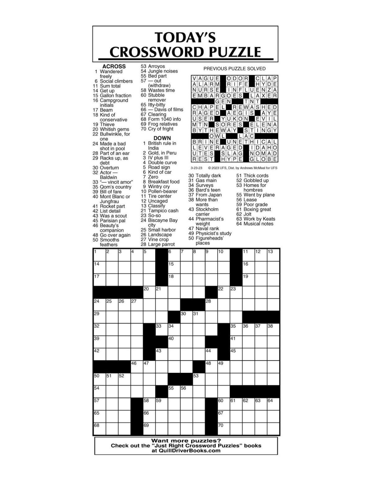crossword by McMeel 03 23 messenger inquirer com