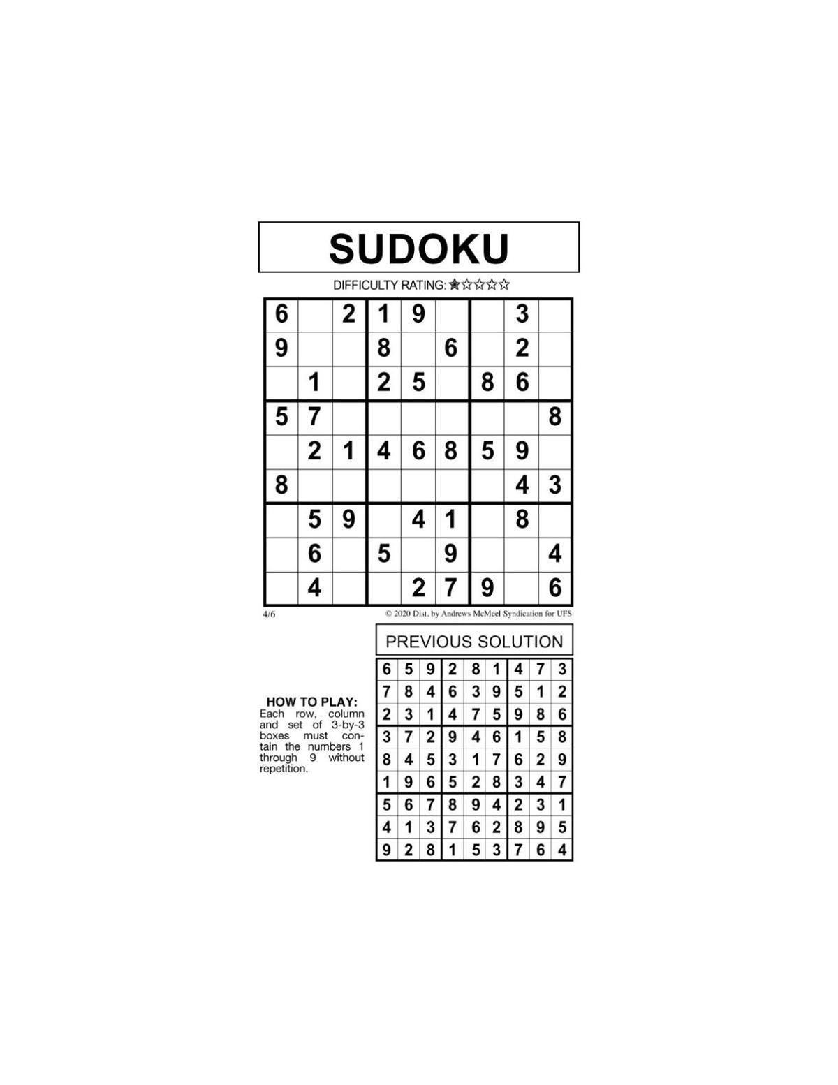 Sudoku By McMeel 4 6 Messenger inquirer