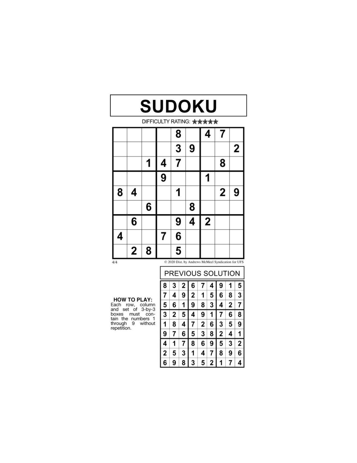 Sudoku By McMeel 4 4 Messenger inquirer