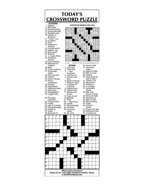 Crossword by McMeel 4/13 messenger inquirer com
