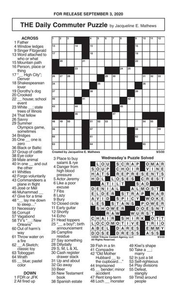Crossword By Mathews 9 3 Messenger Inquirer Com
