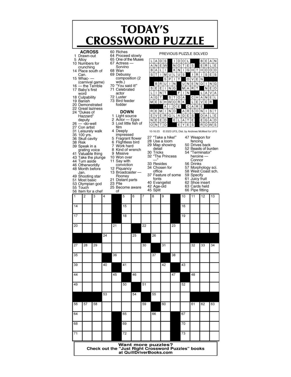 crossword by McMeel 10 16 messenger inquirer com