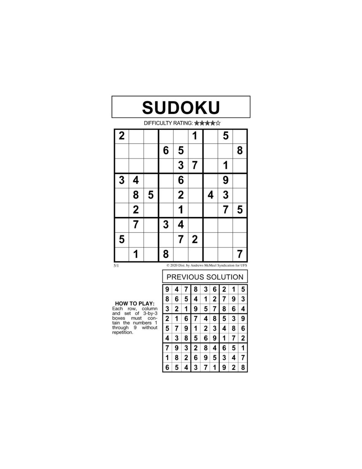 Sudoku By McMeel 5 1 Messenger inquirer
