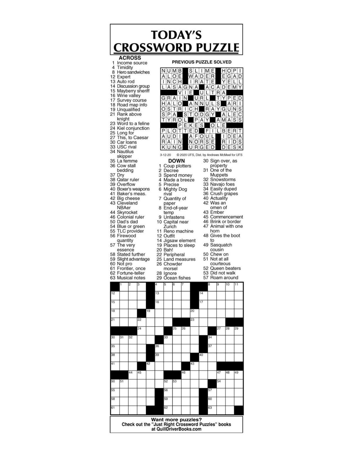 Crossword by McMeel 3/12