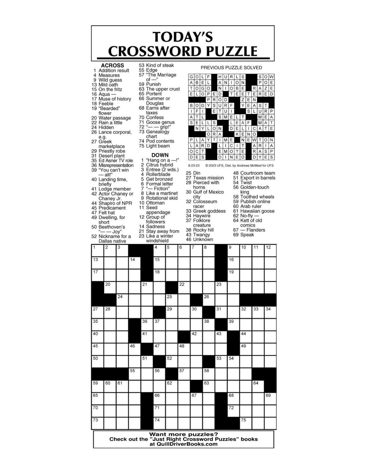 crossword by McMeel 08 23 messenger inquirer com