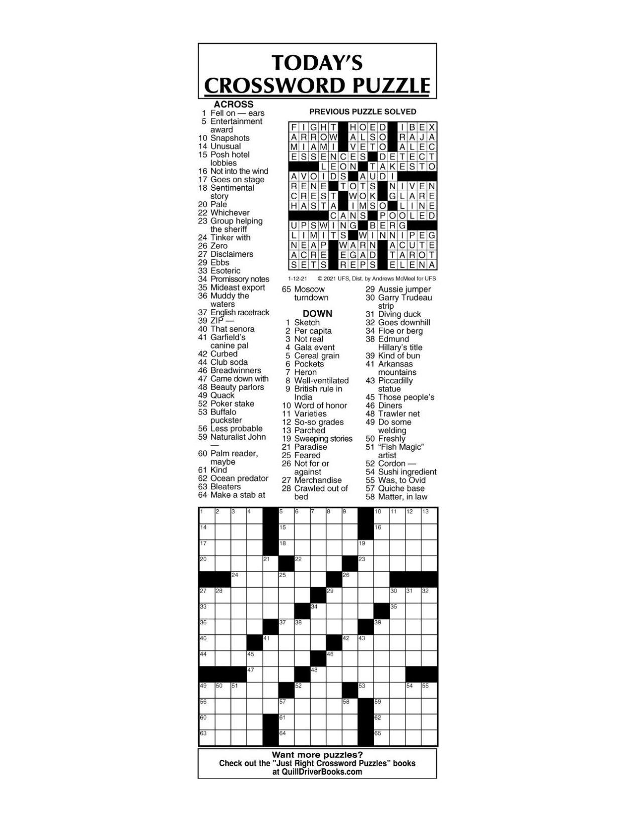 Crossword By McMeel 1 12 Messenger inquirer Crossword By McMeel 1 12 Messenger inquirer