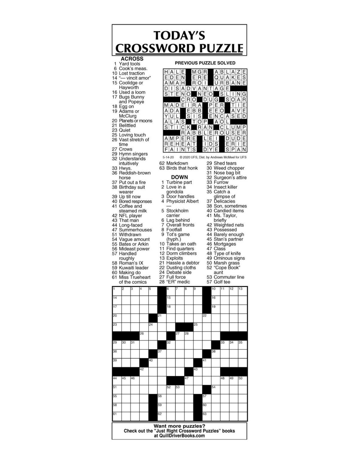 Crossword by McMeel 5/14