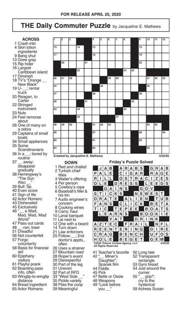 Crossword By Mathews 4 25 Messenger Inquirer Com