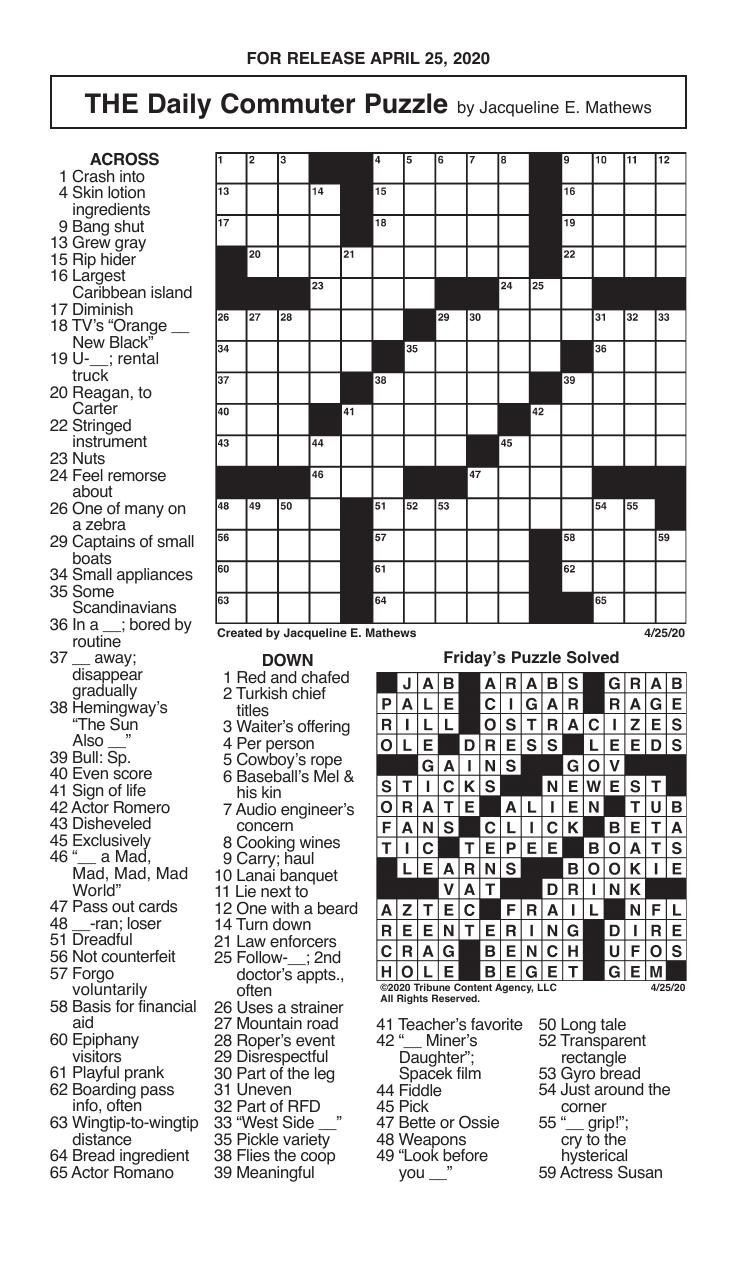 Jacqueline E Mathews Daily Commuter Puzzle Printable