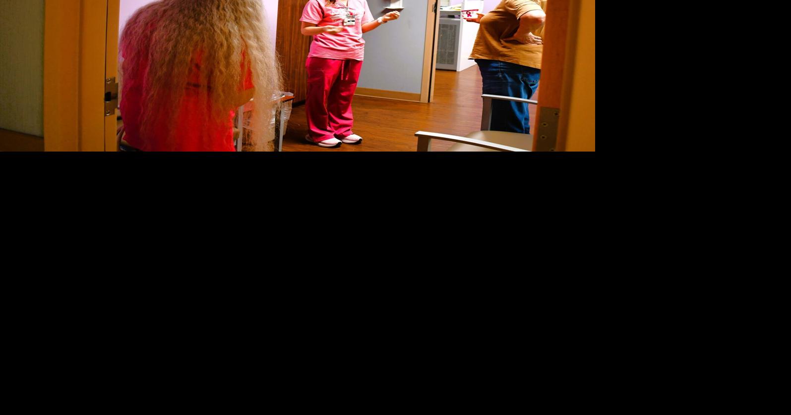 In October, pink serves as mammogram reminder