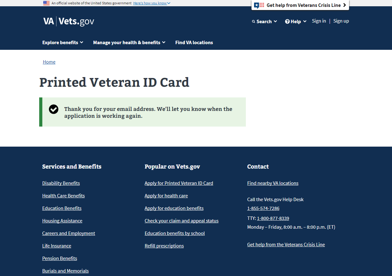 Printed Va Id Card