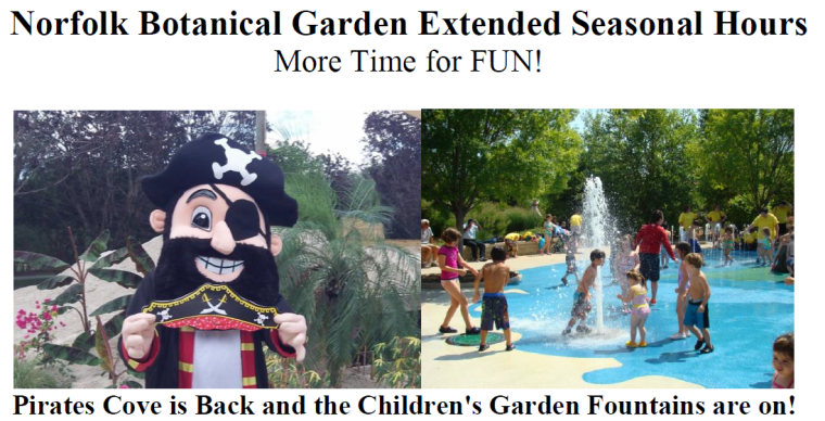 norfolk botanical garden extended seasonal hours pirates cove is back and the childrens garden fountains are on - Norfolk Botanical Garden norfolk botanical garden extended seasonal hours pirates cove is back and the childrens garden fountains are on - Norfolk Botanical Garden