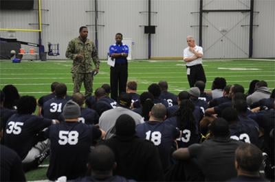 SEALS and SWCCs meet with players at regional NFL scouting combine, Quarterdeck