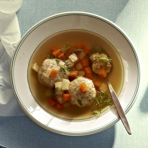 Matzoh Ball Soup with Spring Vegetables