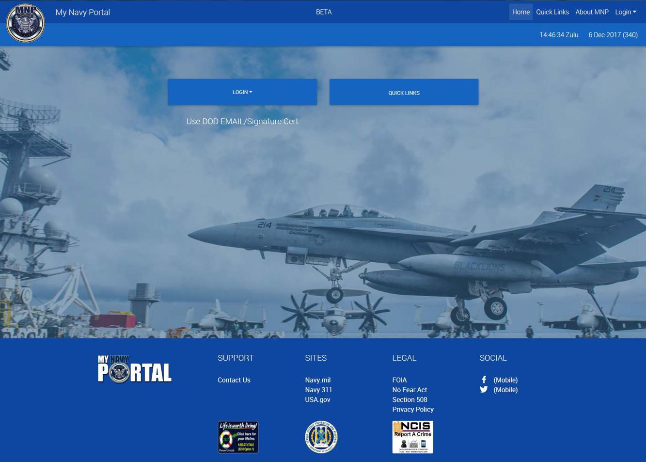my navy portal quick links not working