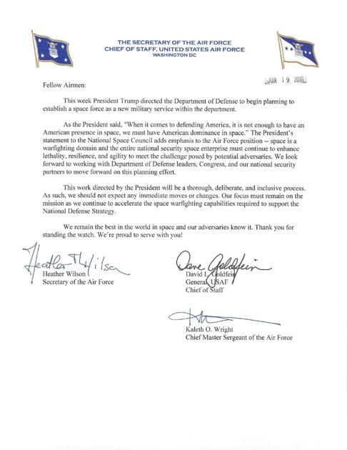 letter to airmen on space air force news militarynews com air force cover letter