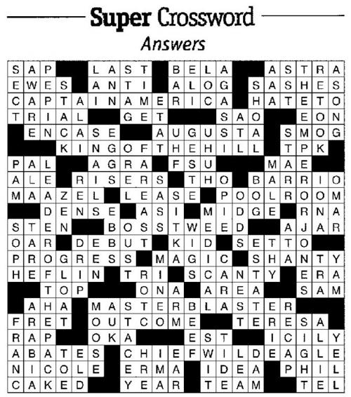 May 12, 2011 Crossword Answers | Crossword Sudoku ...
