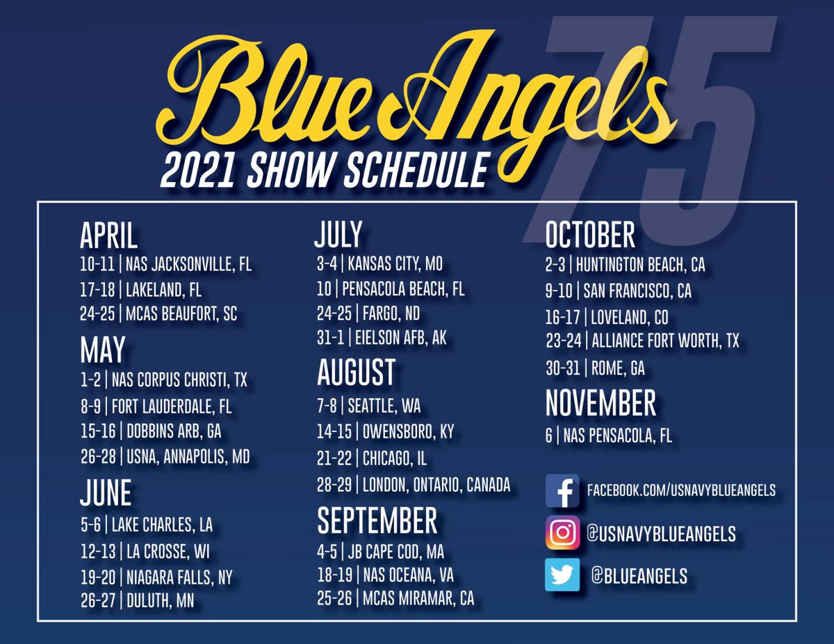 Blue Angels release 2021 schedule of 75th anniversary air shows