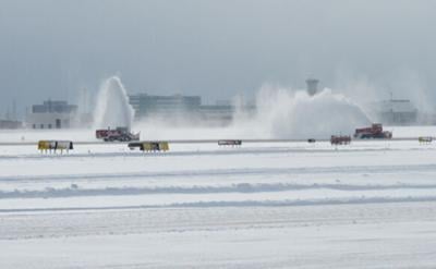 Toronto Pearson International Airport covered in snow