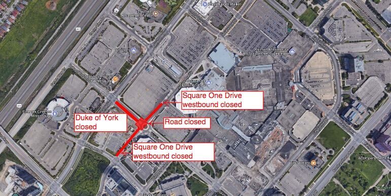 Multiple road closures Why your drive around Square One will be