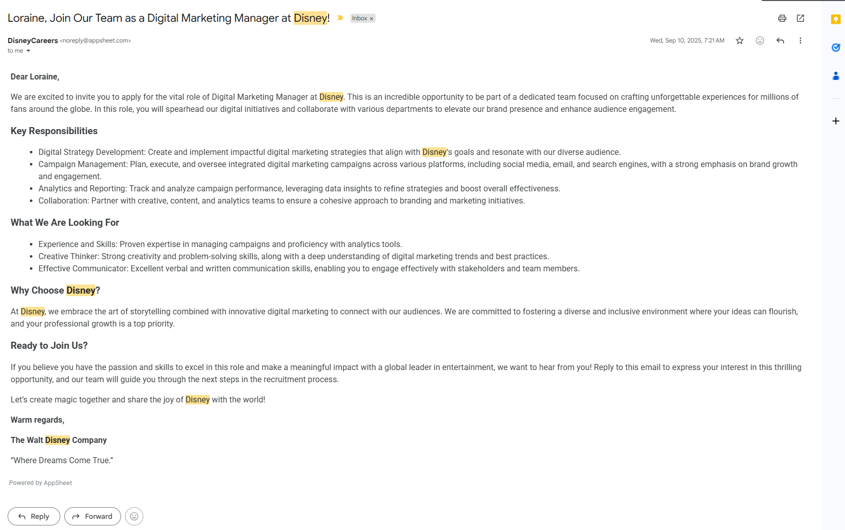 I keep getting fake job offers from Disney and Coca-Cola